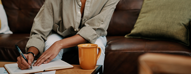 Journaling at a coffee shop  